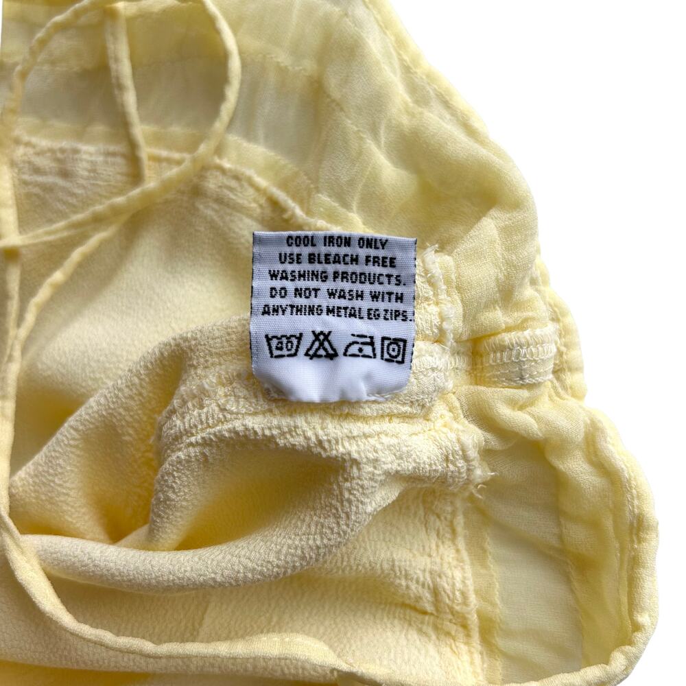 Ghost London Pale Yellow Slip Dress | Size Small | Ruffle + Drawstring - Picture 13 of 14